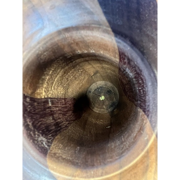 Vintage MCM Segmented Multi Wood Mosaic Two Tone POT‎ Nature Wooden Dark Light - Picture 6 of 10